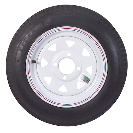 Americana Tire And Wheel Americana Tire & Wheel 30540 Economy Bias Tire & Wheel 4.80 x 12 B/4-Hole-White Pinstripe Spoke Rim 30540